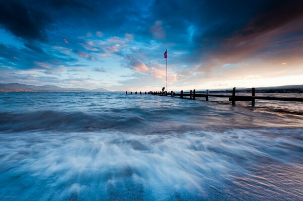 Amazing landscape a bridge stretching into the sea