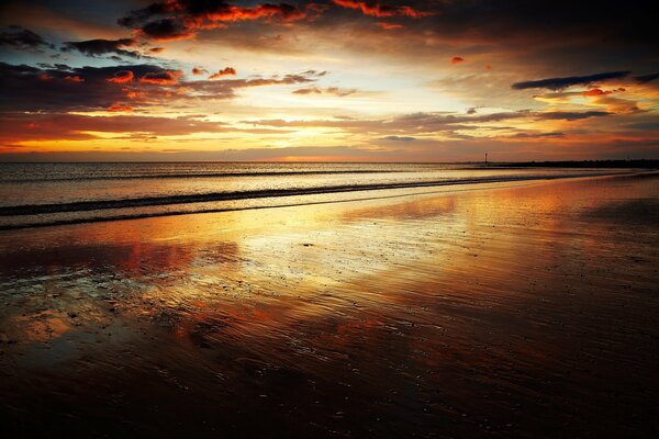 Evening sunset on the seashore