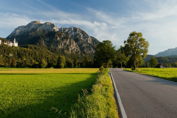 Scenic road to the mountain castle