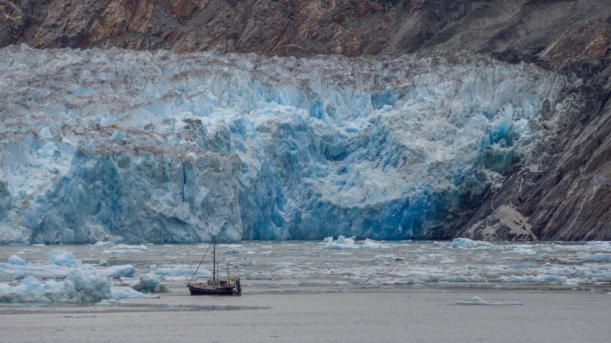 mountain ice sea ship