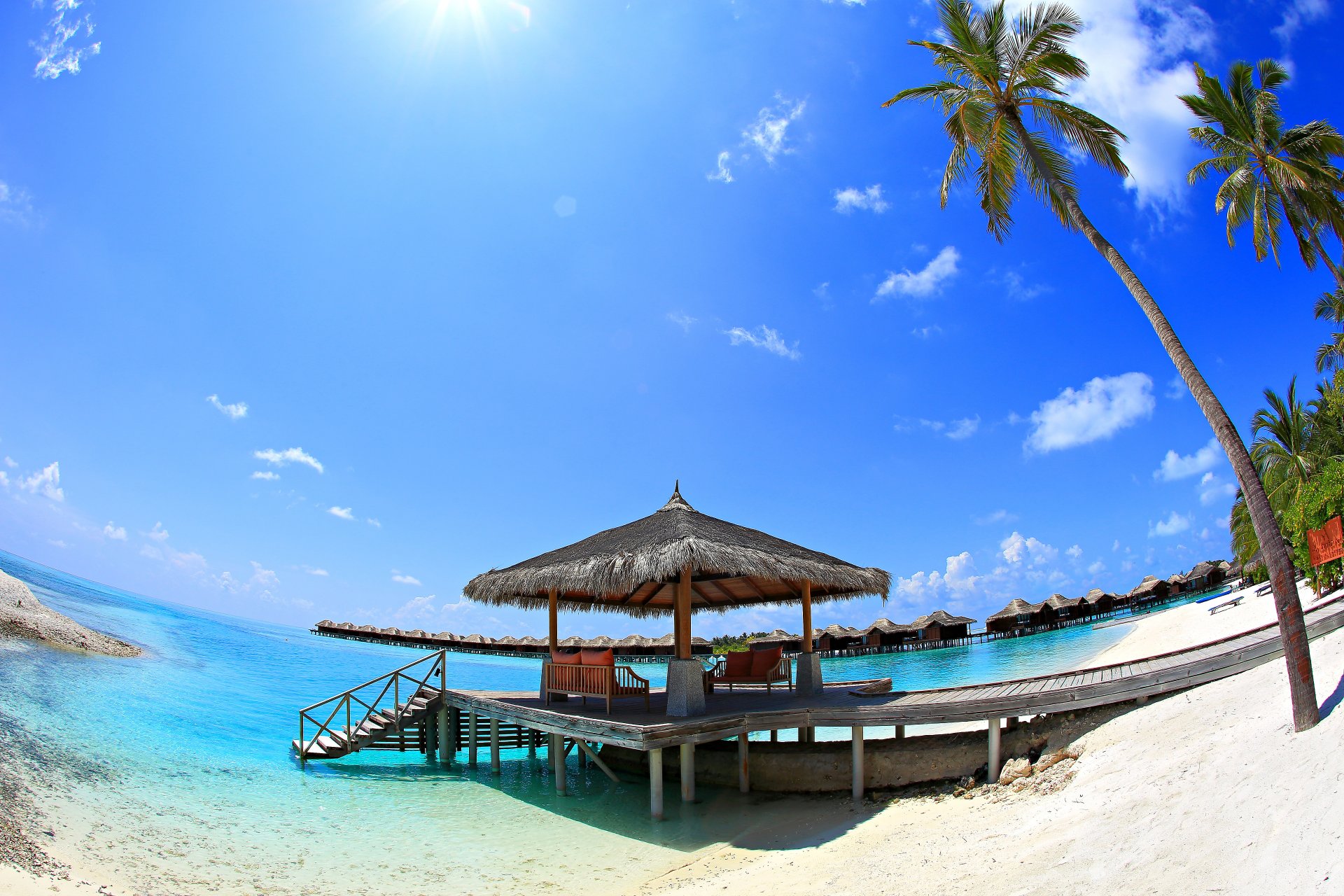 nature sky sea sand bungalow palm sun vacation sports the maldive