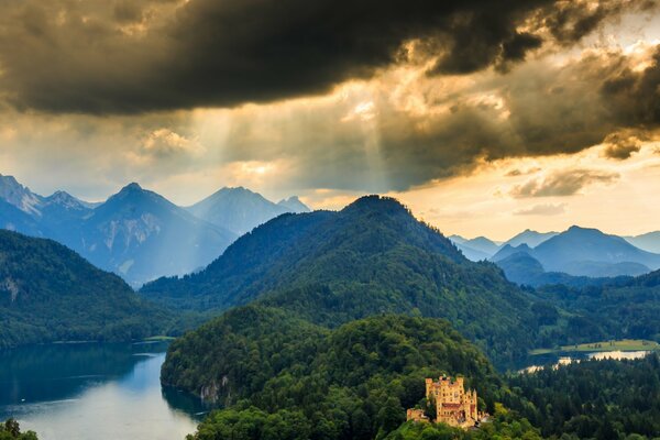 Fabulous panorama of the castle in the mountains