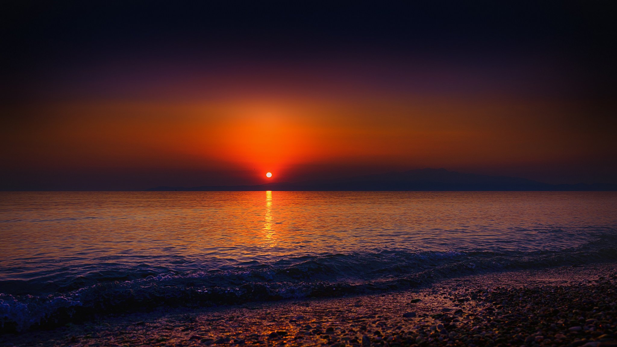 ky sun sunset sea shore waves surf