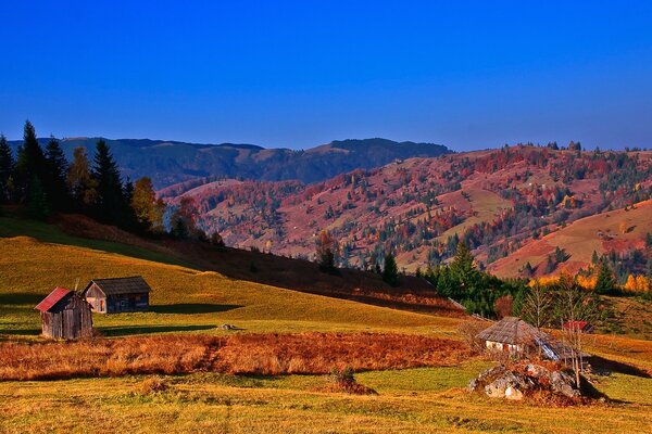 There is a small village on the hill