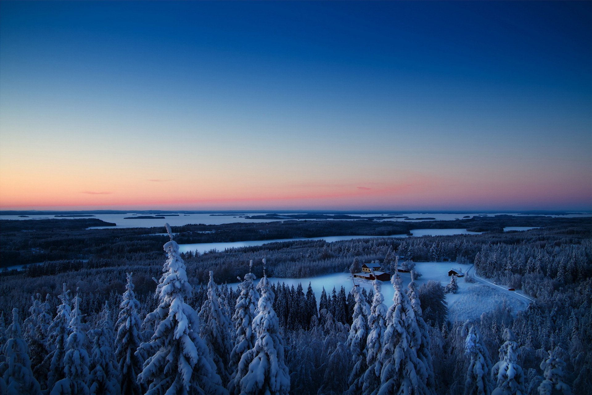 unset winter landscape