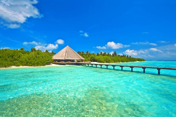 Blue sky in the Maldives